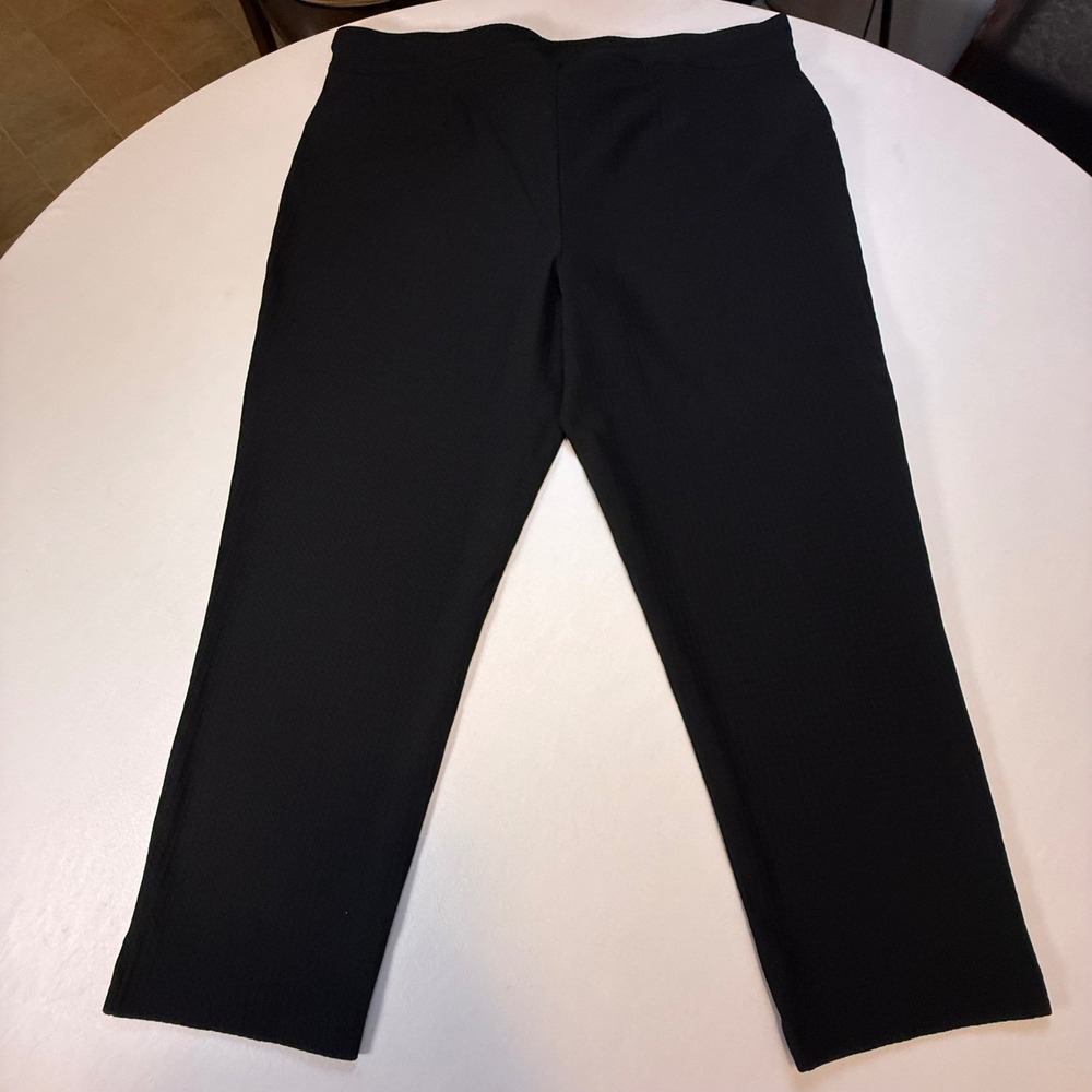 Maurices Womens Black Textured Pull On Dress Pants Straight Leg Cropped Ankle - Picture 3 of 13